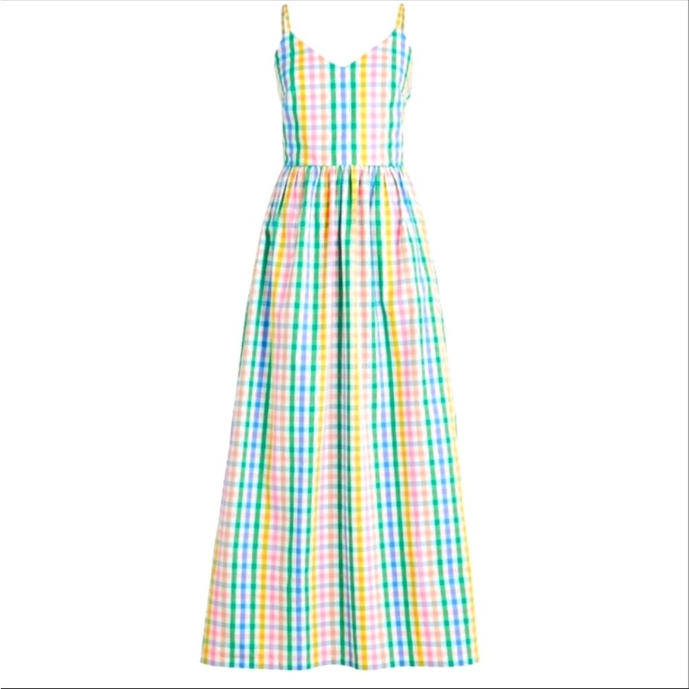 j.crew rainbow maxi gingham dress - 4P - Picture 2 of 9